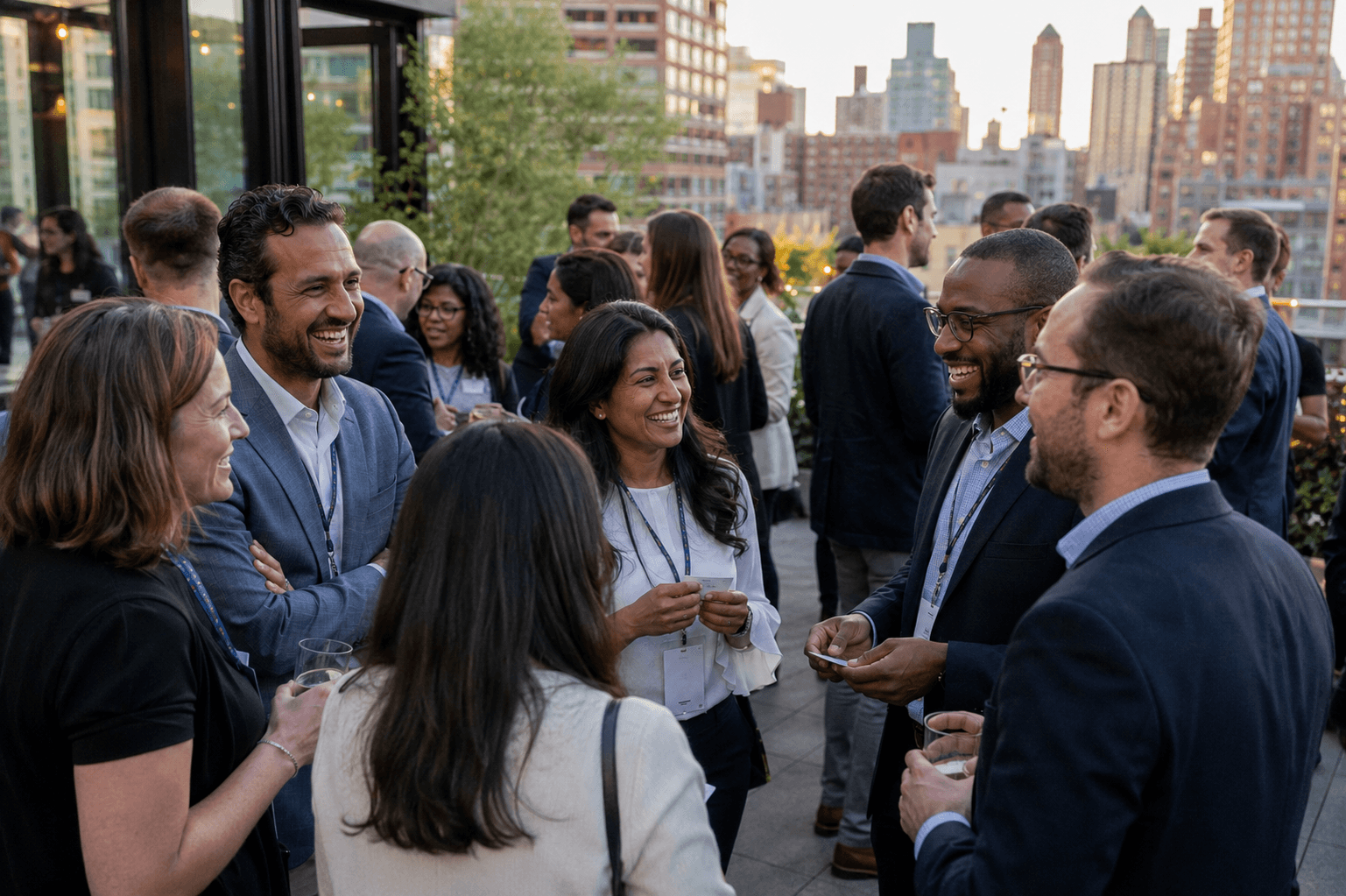 Professionals networking in New York City